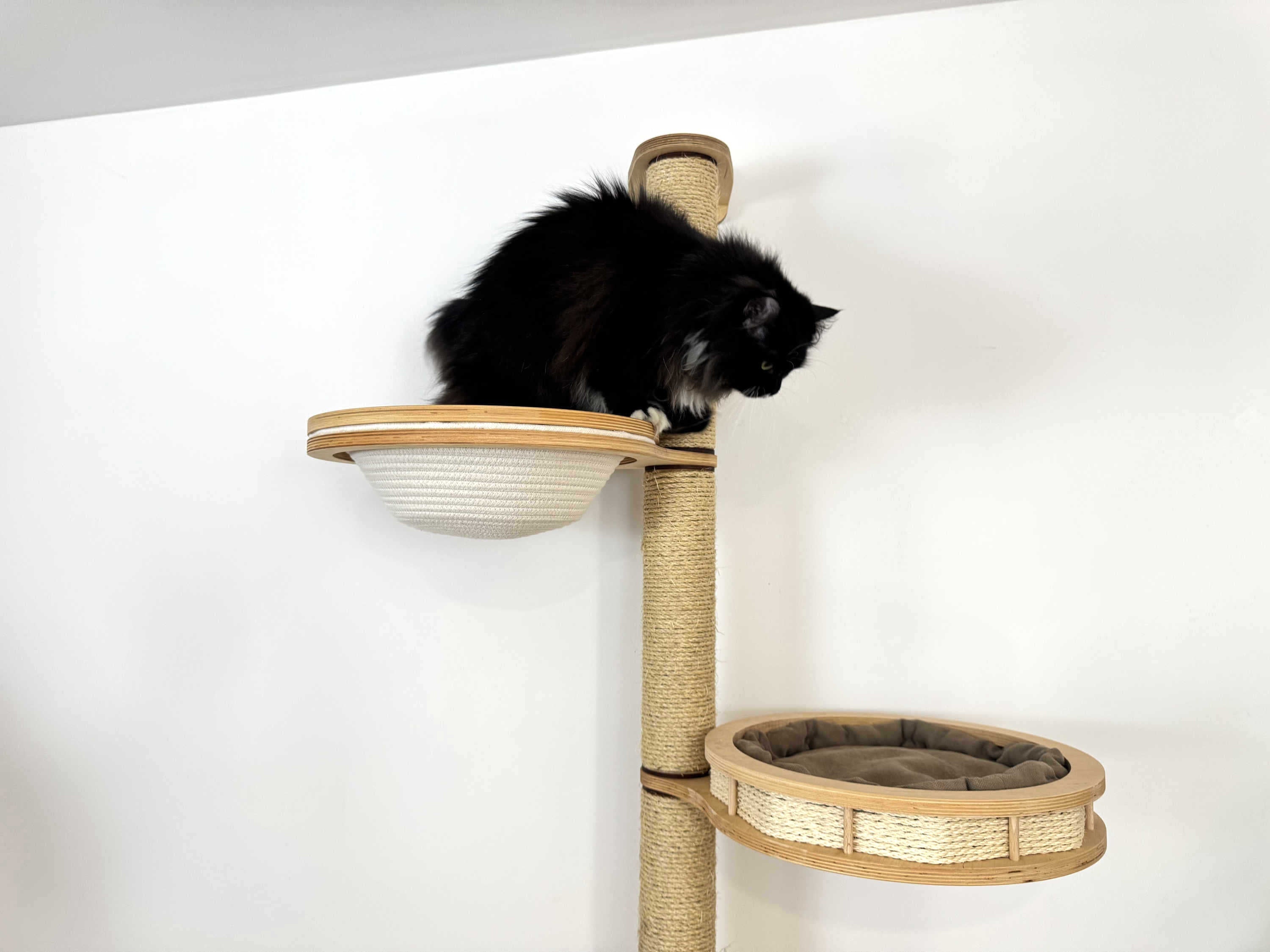 Vertical Wall Cat Scratcher with Cotton Beds & Step