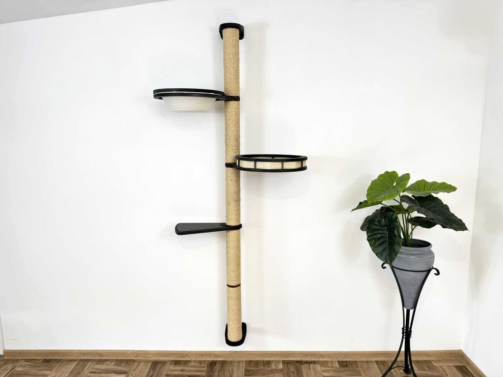 Vertical Wall Cat Scratcher with Cotton Beds & Step