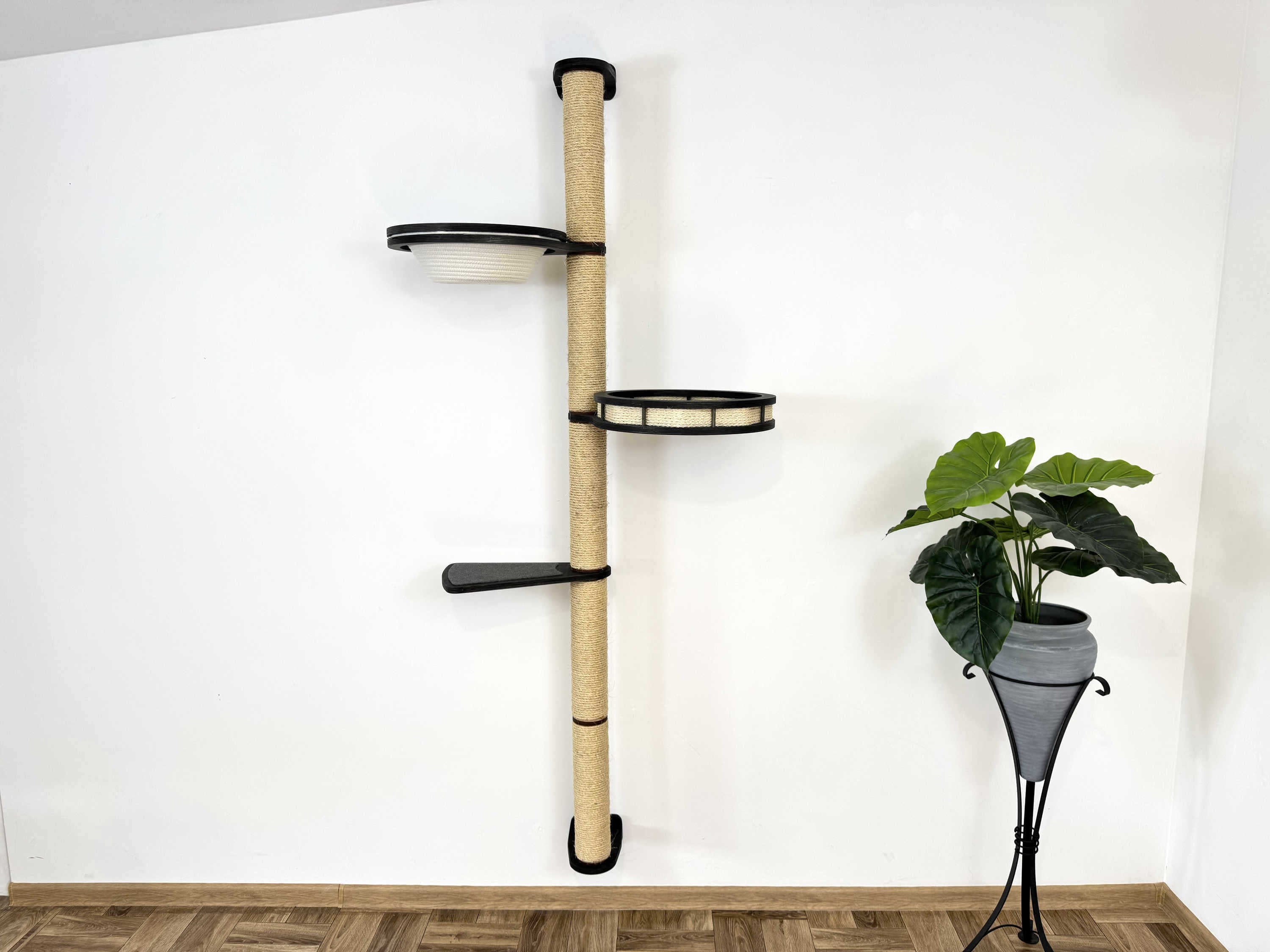 Vertical Wall Cat Scratcher with Cotton Beds & Step