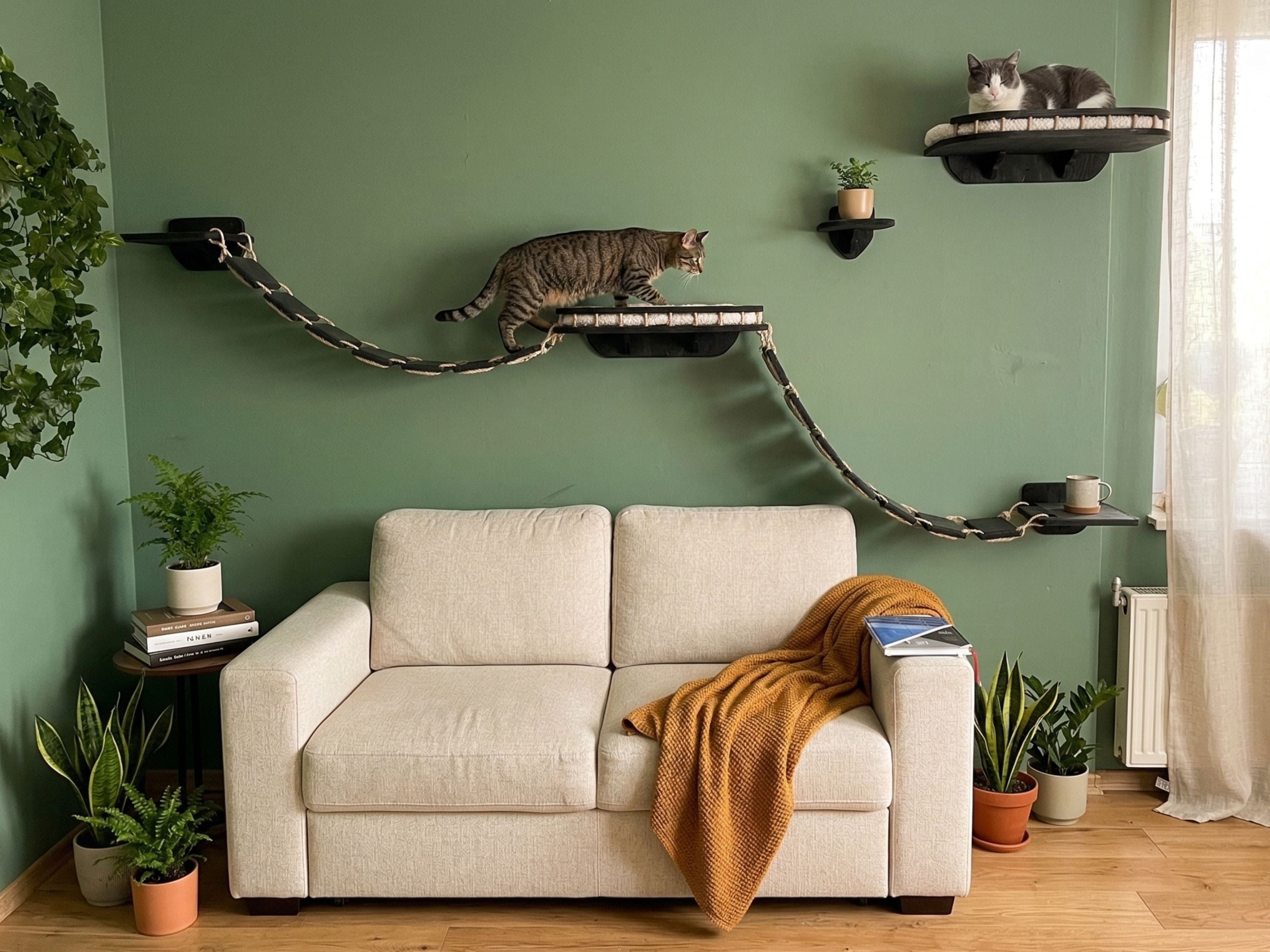 Cat Wall Playground: Large Bridge, Wall Step and Bed