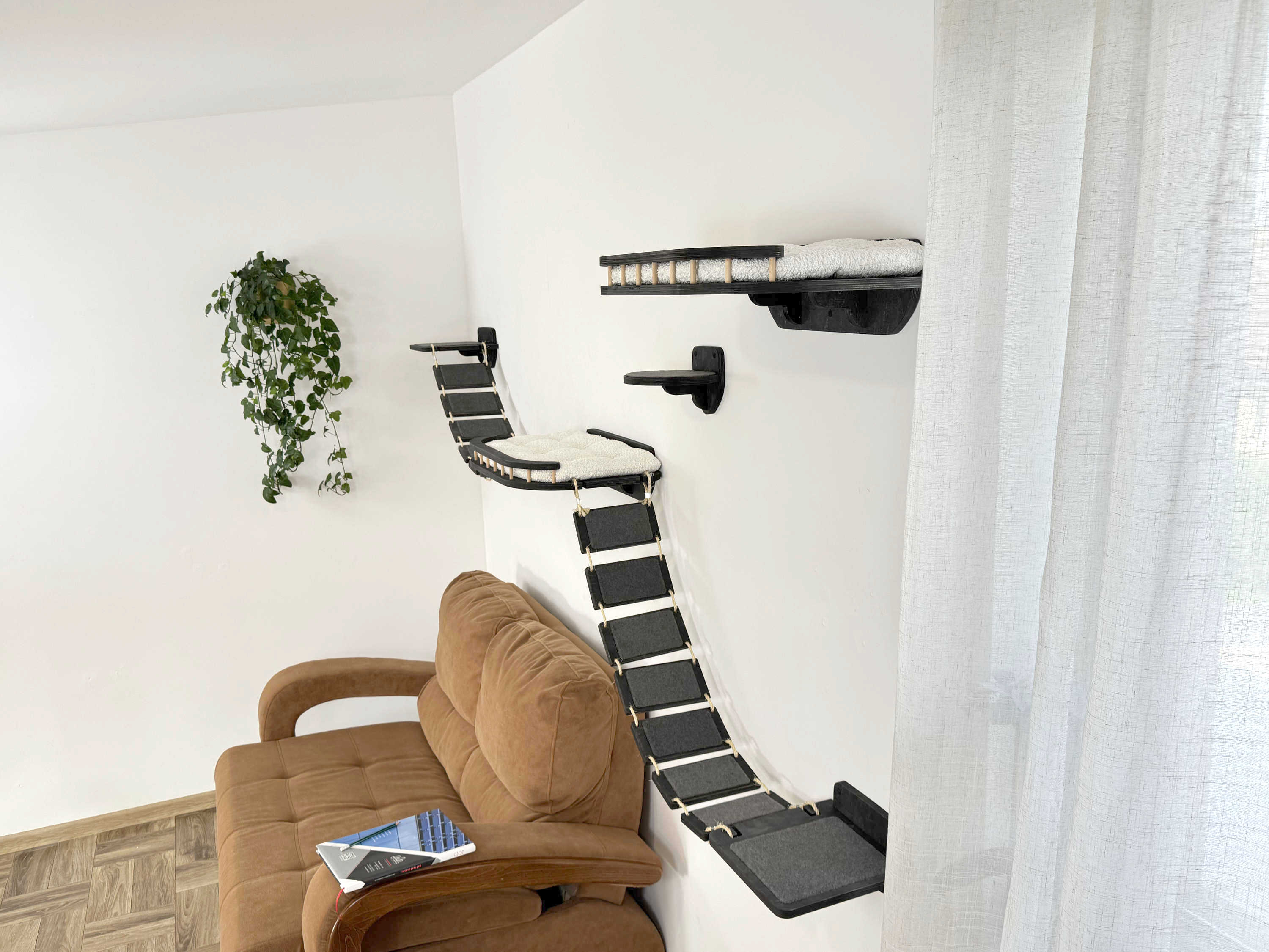 Cat Wall Playground: Large Bridge, Wall Step and Bed