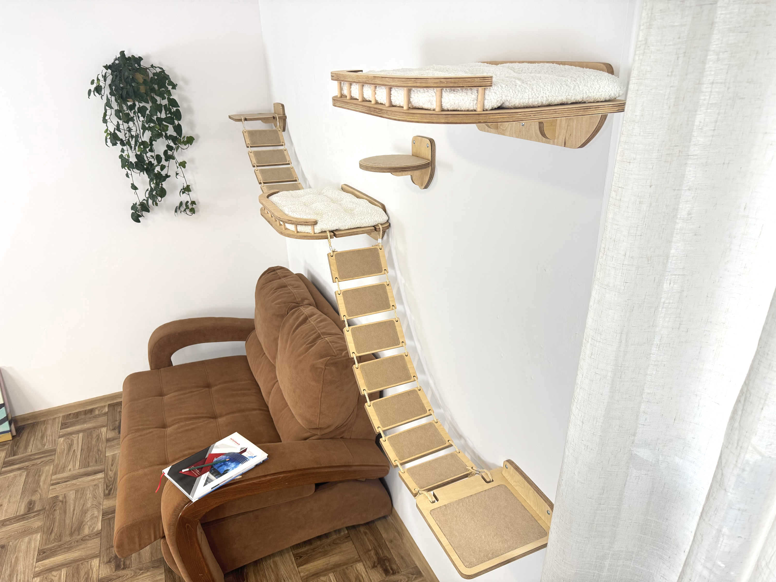 Cat Wall Playground: Large Bridge, Wall Step and Bed