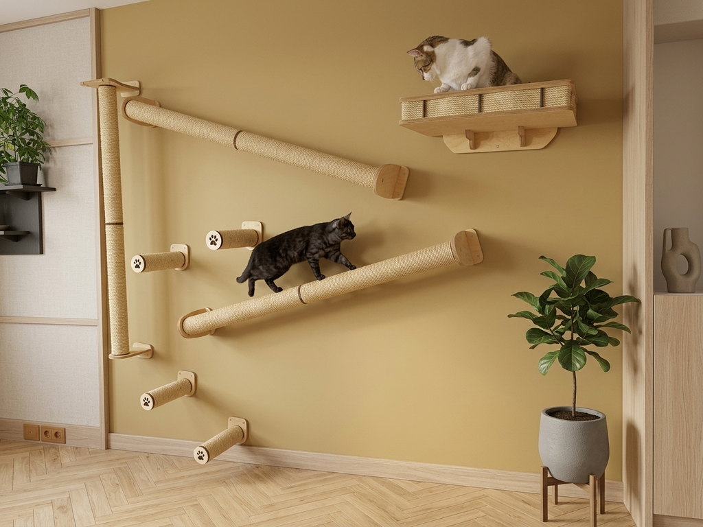 Vertical Cat Play System �C Steps, Shelf & Scratching Posts