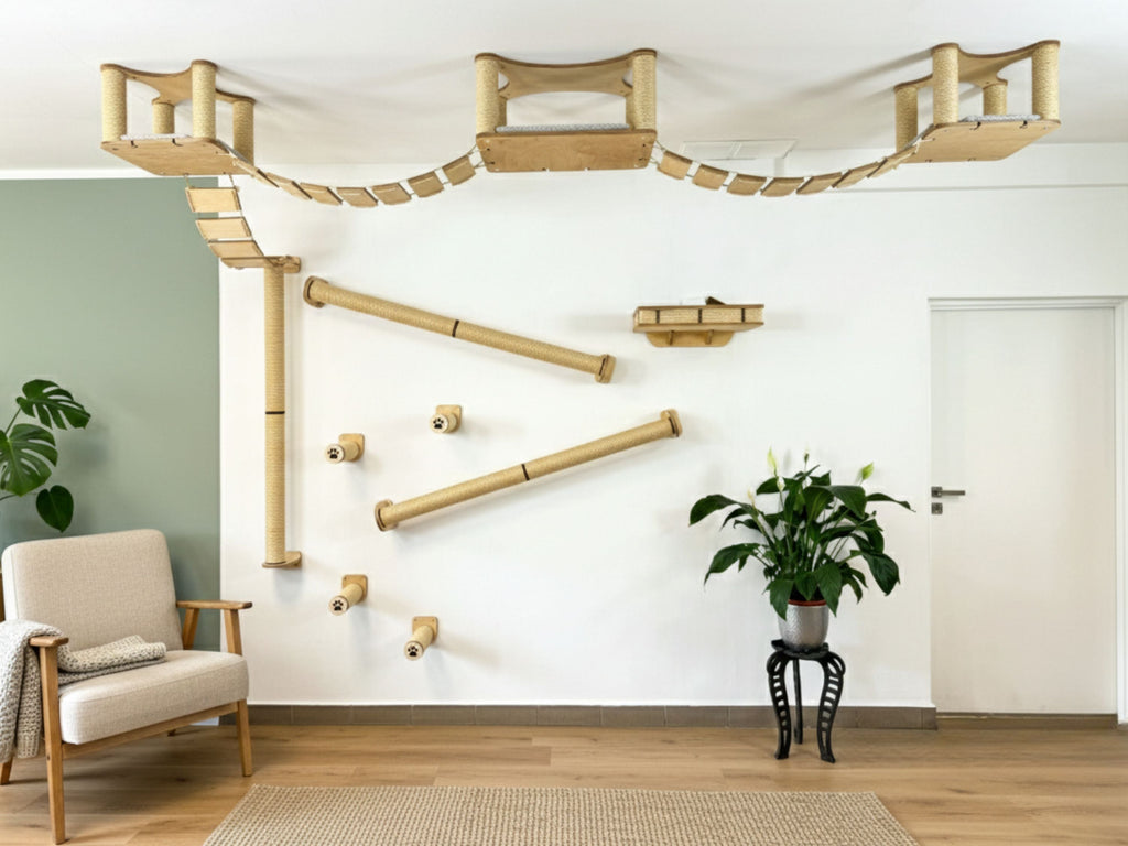 Ceiling and Wall Cat Furniture Set with Climbing Posts