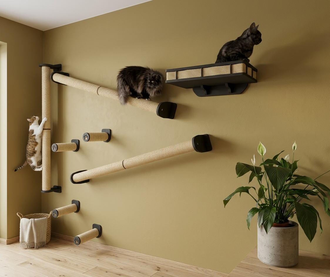 Vertical Cat Play System �C Steps, Shelf & Scratching Posts