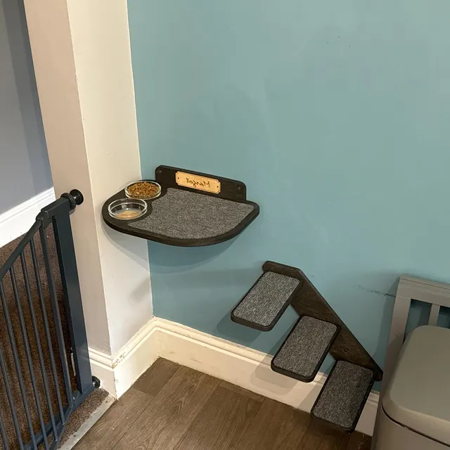 Wall-Mounted Cat Feeding Shelf