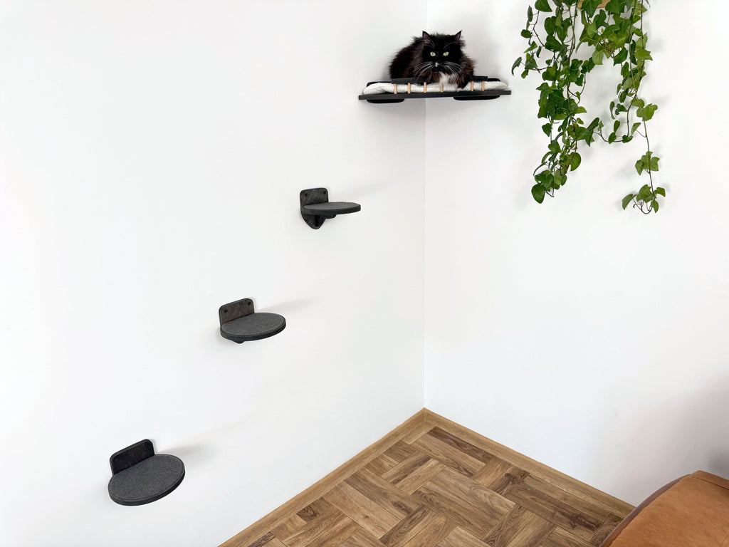 Cozy Corner Cat Bed with Soft Cushion - Optional Steps for Easy Access