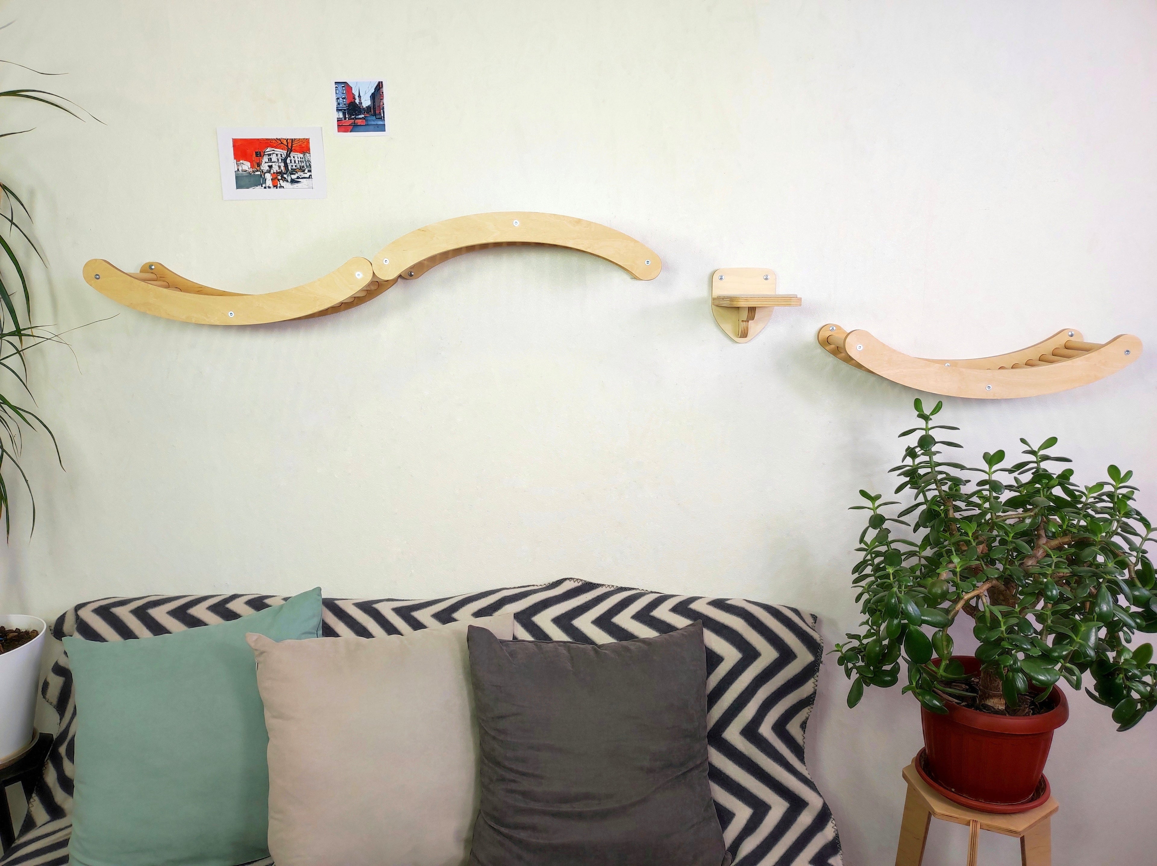 Wave Cat Climbing Shelves & Step Set - Wall-Mounted Modular Furniture