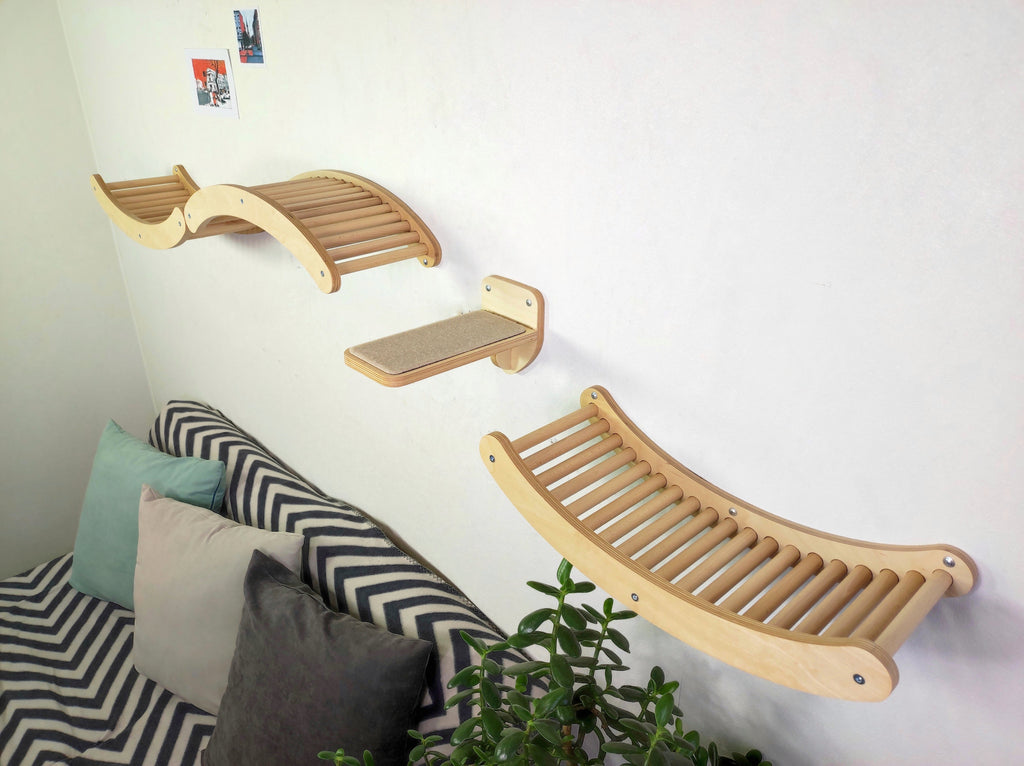Wave Cat Climbing Shelves & Step Set - Wall-Mounted Modular Furniture