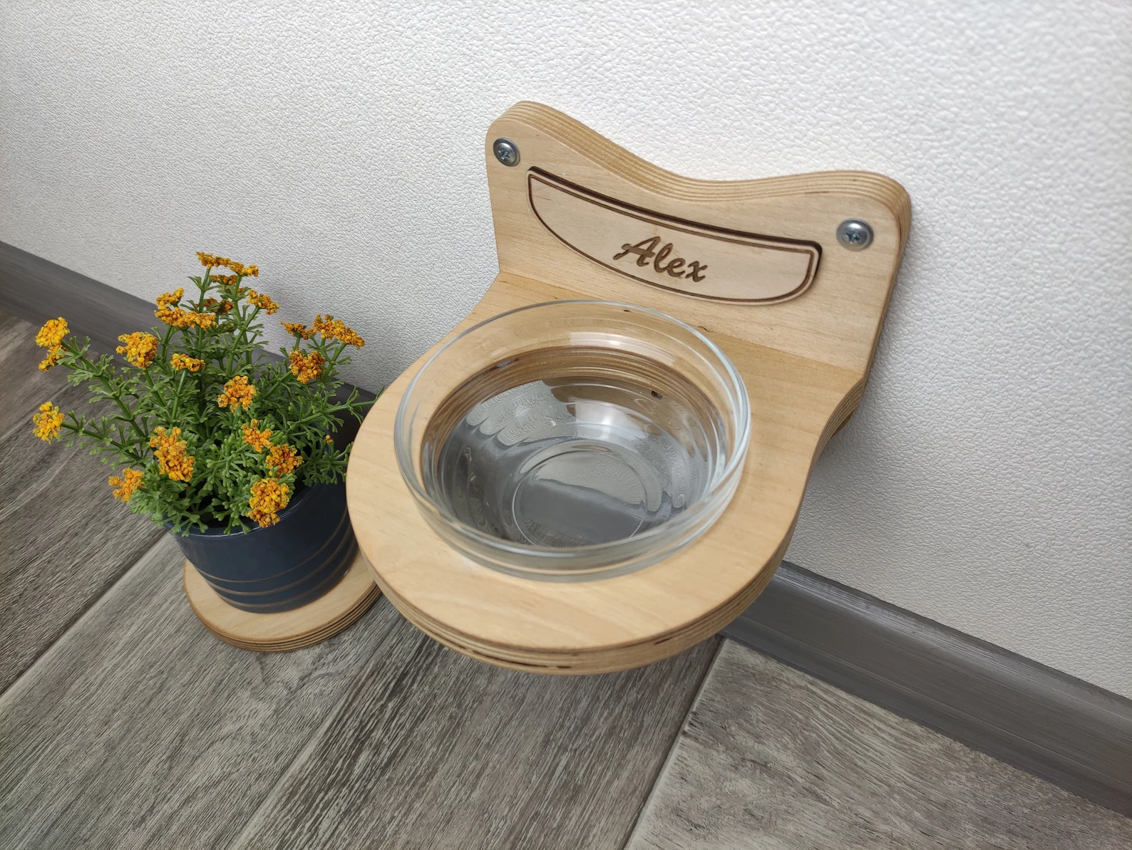 Single Bowl Wall Cat Feeder �?Space-Saving Feeding Shelf