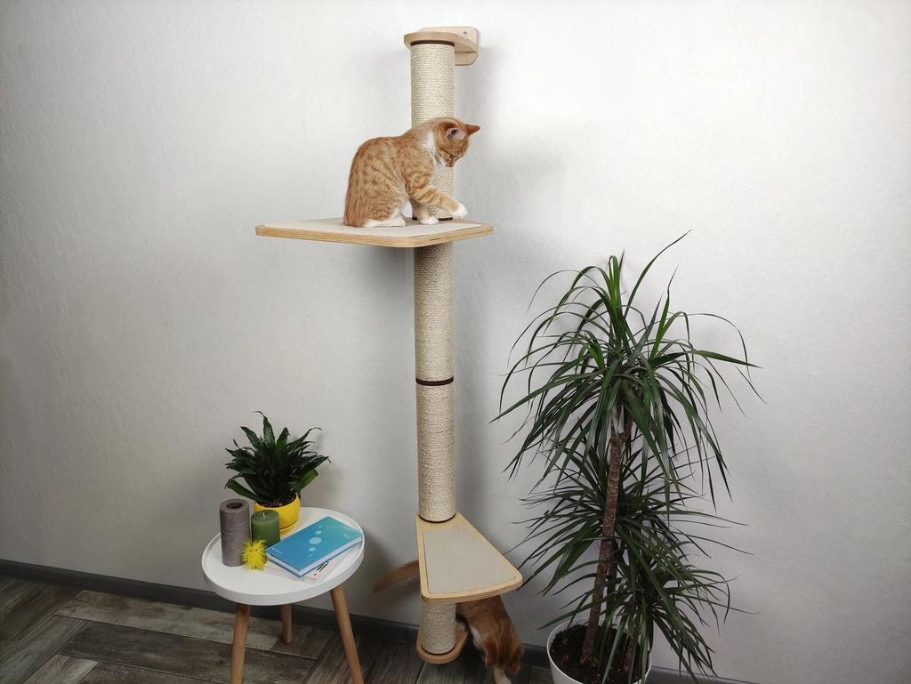 Wall Scratcher for Cats (Natural wood & Sisal cord)