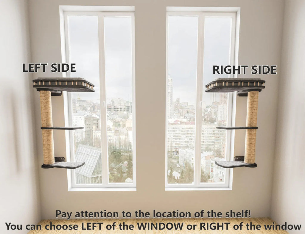 Cat Window Scratching Pole with 2 Steps