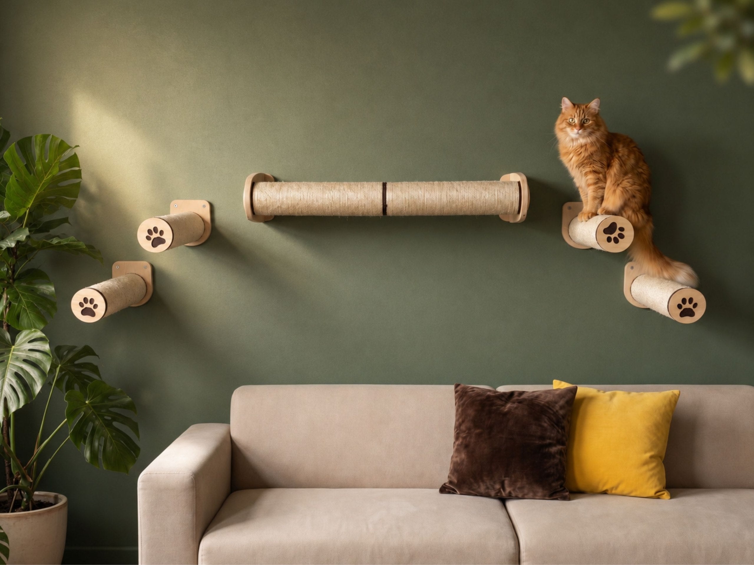 Cat Scratching Post & Wall Steps Set �C Cat Climbing System