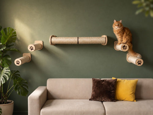 Cat Scratching Post & Wall Steps Set �C Cat Climbing System