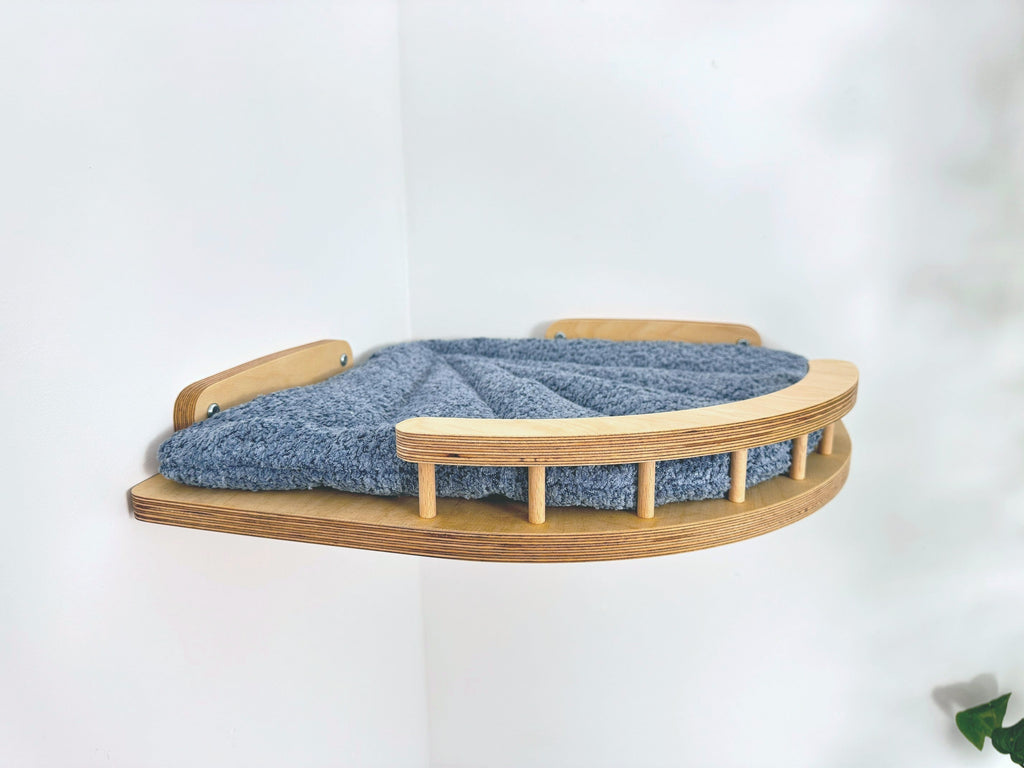 Cozy Corner Cat Bed with Soft Cushion - Optional Steps for Easy Access
