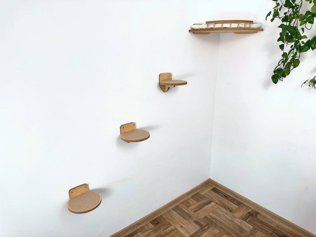 Cozy Corner Cat Bed with Soft Cushion - Optional Steps for Easy Access