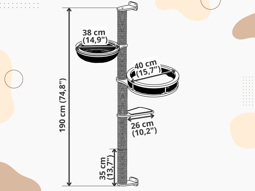 Vertical Wall Cat Scratcher with Cotton Beds & Step