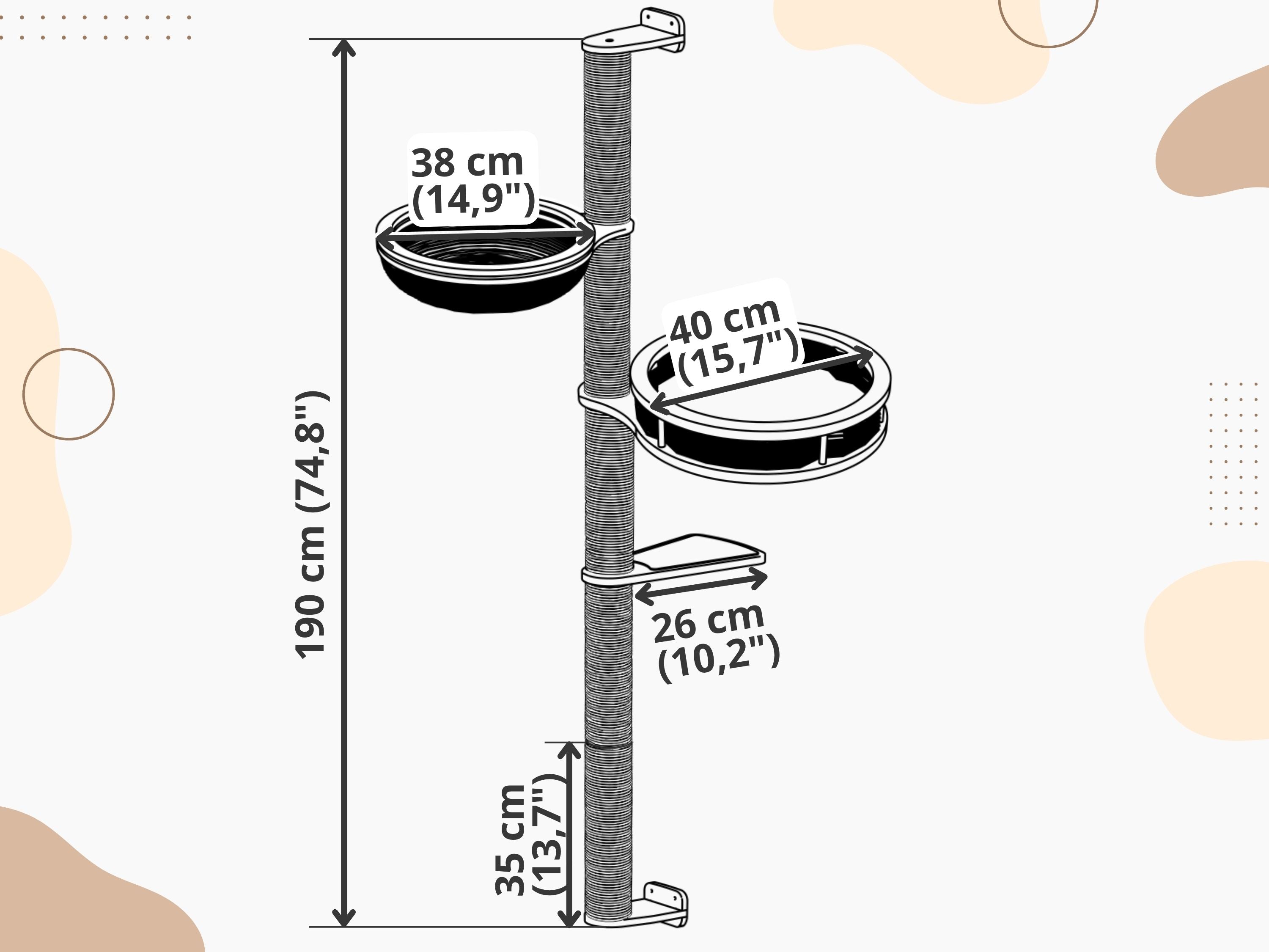 Vertical Wall Cat Scratcher with Cotton Beds & Step
